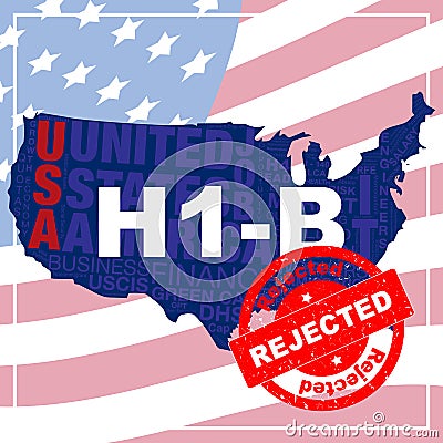 Rejected stamp on H1-B Visa. Vector Illustration