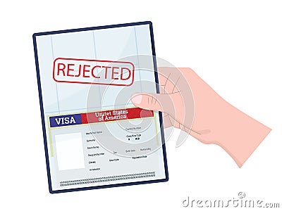 Rejected Visa Type H1B. Temporary work for workers. Vector Illustration