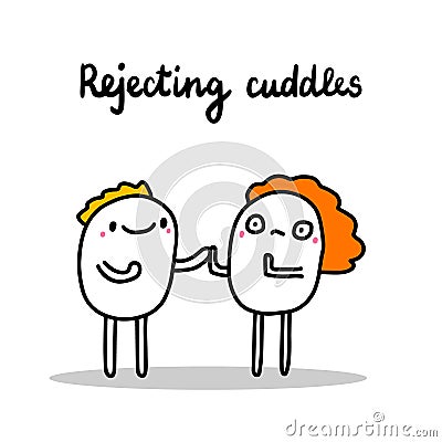 Rejecting cuddles hand drawn vector illustration in cartoon comic style autism symptom awareness Cartoon Illustration