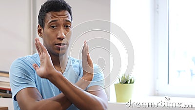 Rejecting, Gesture of No by Young Black Man Stock Photo