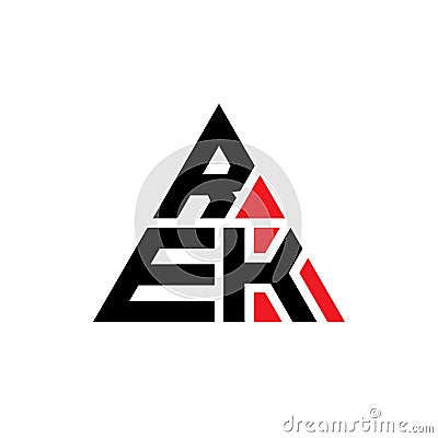 REK triangle letter logo design with triangle shape. REK triangle logo design monogram. REK triangle vector logo template with red Vector Illustration