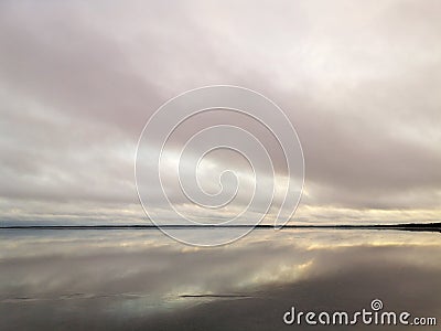 Rekyva lake during redish colored sunset Stock Photo