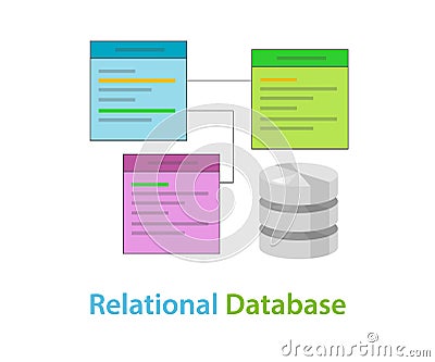 Relational database data table related symbol vector illustration concept Vector Illustration