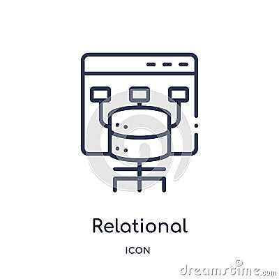 relational database management system icon from technology outline collection. Thin line relational database management system Vector Illustration