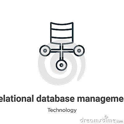 Relational database management system outline vector icon. Thin line black relational database management system icon, flat vector Vector Illustration