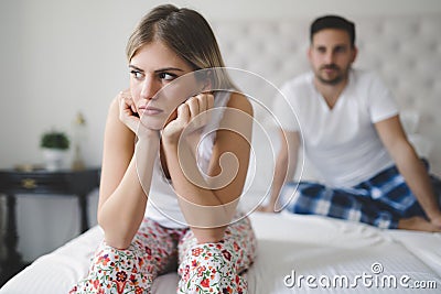 Relationship crisis in bed Stock Photo