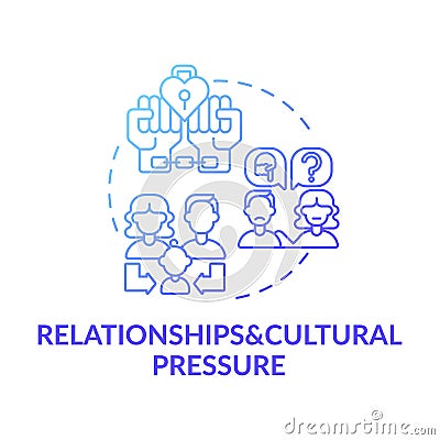 Relationship and cultural pressure blue gradient concept icon Vector Illustration