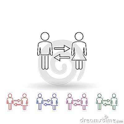 Relationship of different sexes multi color icon. Simple thin line, outline of people icons for ui and ux, website or Stock Photo