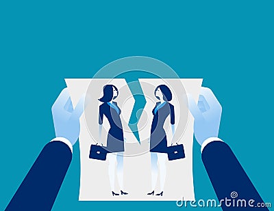 Relationship difficulties. Hand cancellation agreement. Concept business vectorillustration Vector Illustration