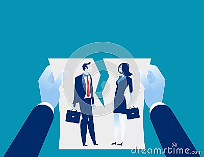 Relationship difficulties. Hand cancellation agreement. Concept business vectorillustration Vector Illustration