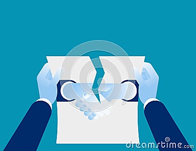 Relationship difficulties. Hand cancellation agreement. Concept business vectorillustration Vector Illustration