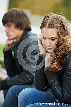 Relationship difficulties of young people couple Stock Photo