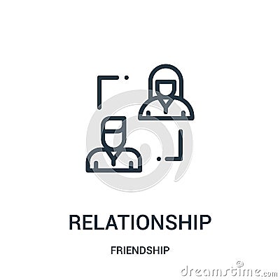 relationship icon vector from friendship collection. Thin line relationship outline icon vector illustration. Linear symbol for Vector Illustration