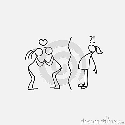 Relationship between man and women icon Vector Illustration