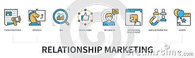 Relationship marketing infographics in minimal flat line style Stock Photo