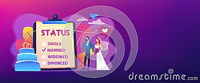 Relationship status concept banner header. Vector Illustration