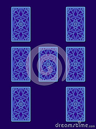 Relationship tarot spread. Tarot cards back side Vector Illustration