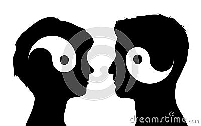 Relationship yin yang couple concept Vector Illustration