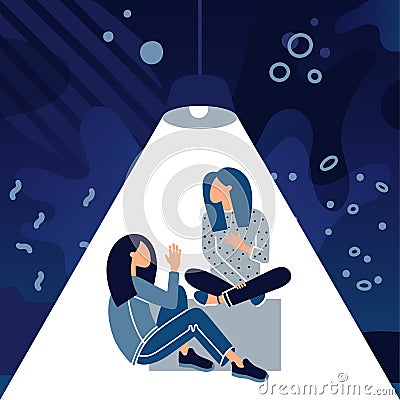 Relationships concept. Relationship problem and heartbreak vector Vector Illustration