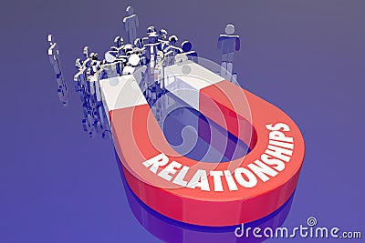 Relationships Magnet Pulling People Together Stock Photo