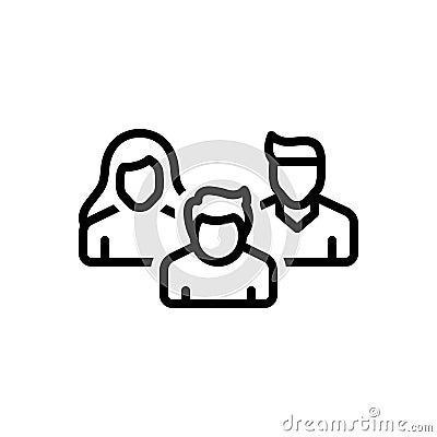 Black line icon for Relatives, ancestors and cousins Vector Illustration