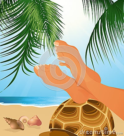 Relax on the beach Cartoon Illustration