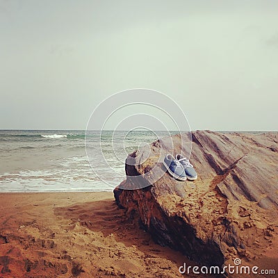 Relax on the beach of Calblanque. Stock Photo