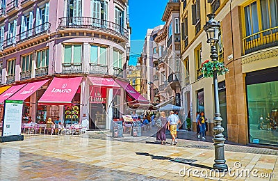 Relax in Calle Larios, Malaga, Spain Editorial Stock Photo