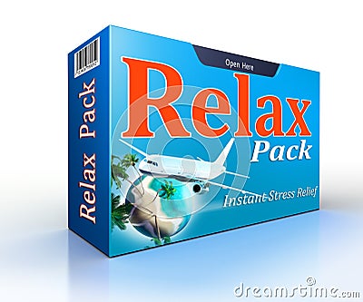 Relax concept pack with flight to paradise Stock Photo