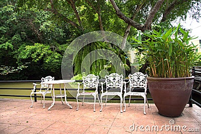 Relax corner in garden Stock Photo