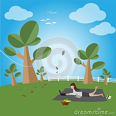 Relax in a free day. Vector Illustration