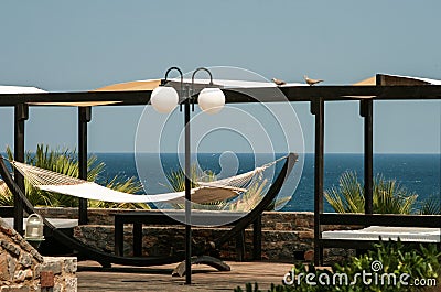 Relax on hammock with view on sea Stock Photo