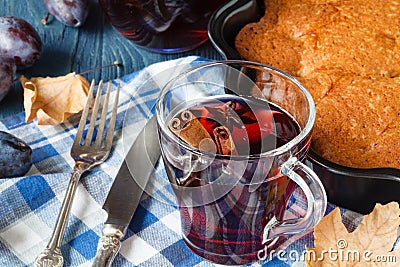 Relax hot alcohol drink with spices, mulled wine Stock Photo