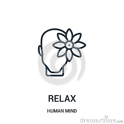 relax icon vector from human mind collection. Thin line relax outline icon vector illustration. Linear symbol for use on web and Vector Illustration