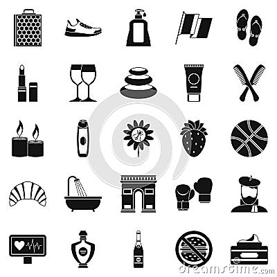 Relax icons set, simple style Vector Illustration