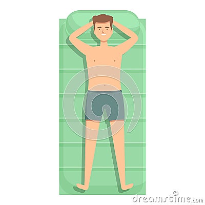 Relax on inflatable mattress icon cartoon vector. Swim camp Vector Illustration