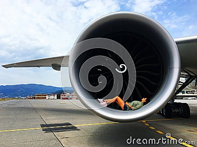 Relax in the Jet Engine Stock Photo
