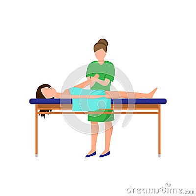 Relax resort woman massage in tropical island vacation Vector Illustration