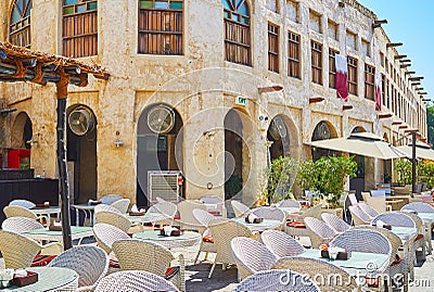 Relax in restaurants of Souq Waqif, Doha, Qatar Stock Photo