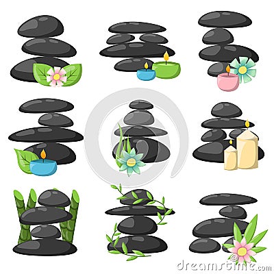 Relax spa stones vector set. Vector Illustration