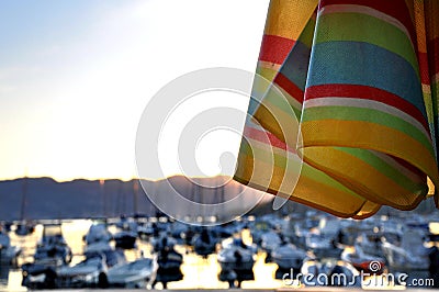 Relax at sunset in Lerici port Stock Photo