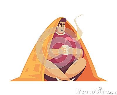 Relax In Tent Composition Vector Illustration
