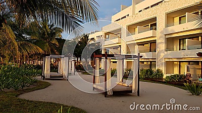 Relaxation area in the tourist village in mexico Stock Photo