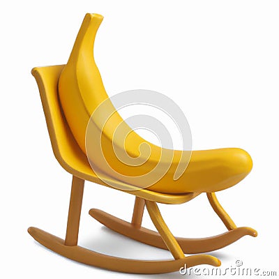AI Generated - Taking a rest - Banana in a rocking chair Cartoon Illustration