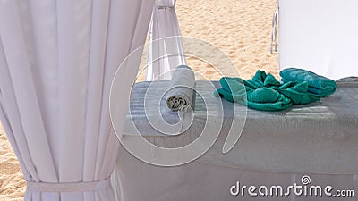 Relaxation concept - massage bed Stock Photo