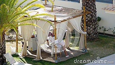 Relaxation concept - massage tent Stock Photo