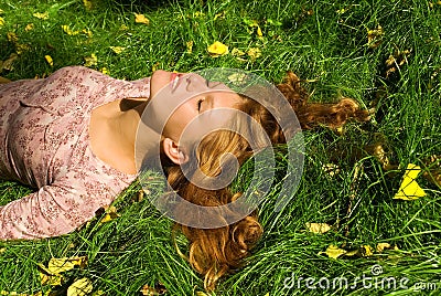 Relaxation on the grass Stock Photo