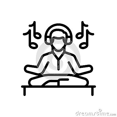 Black line icon for Relaxation, mental repose and stress Vector Illustration