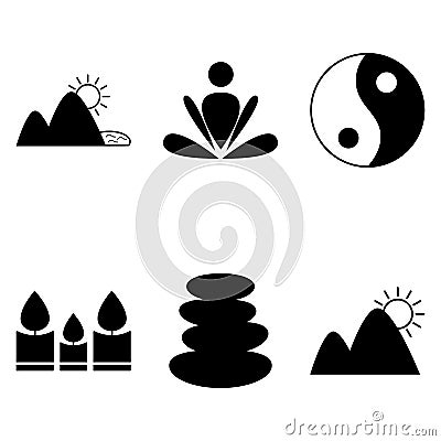 Relaxation rest harmony simple icons set Vector Illustration