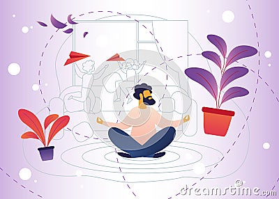 Relaxation, Stress from Parenting and Child Care. Vector Illustration